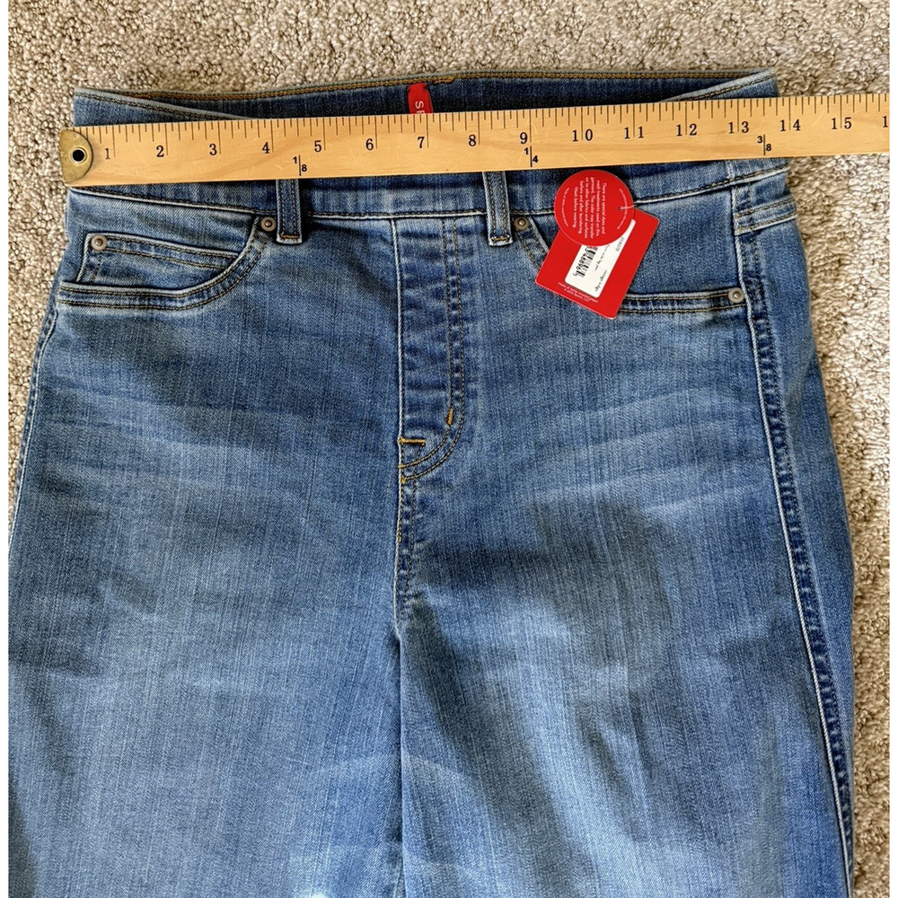 NEW $168 SPANX SMALL Seamed Front Wide Leg Denim Vintage Indigo Pull-on Jeans 32 - Picture 8 of 9